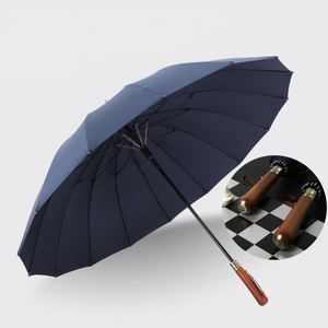 Custom Luxury Golf <b>Umbrella</b> with Branded Logo for Promotions Waterproof Fully-Automatic Wood Handle <b>Large</b> Canopy - Product Image 6