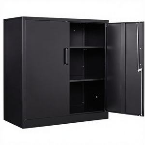 Armoire <span class=keywords><strong>de</strong></span> rangement en acier avec 2 étagères réglables, serrure à clé, fermeture magnétique pour le bureau et la cuisine - Product Image 1