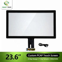 Pantalla Táctil Personalizada de 23.6 Pulgadas, CTP, Resistente al Agua, con Lápiz Óptico, Panel Táctil Capacitivo Proyectado, Vidrio AG AR AF, Multitáctil