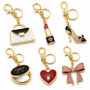 Porte-clés en métal rose doré avec logo personnalisé, écologique, sans plomb, conforme aux normes de qualité, cadeau promotionnel d'entreprise, souvenir de réunion de famille - Product Image 1