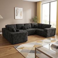 VONLIVA Ensemble de canapés modulaires modernes compressés, surdimensionné, avec deux longues chaises longues en velours côtelé, personnalisable, sans structure de support