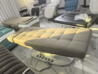 Fauteuil de pédicure électrique de luxe avec spa pour les pieds, lumière ambiante LED, table de massage inclinable en cuir PU, 4 moteurs, éponge haute densité, beauté