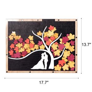 Idées de cadeaux de mariage <span class=keywords><strong>livre</strong></span> d'or de mariage personnalisé arbre de feuilles alternatif <span class=keywords><strong>livre</strong></span> d'or 3D signe en bois - Product Image 3