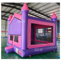Château gonflable commercial rose pas cher 4x4m pour enfants avec bannière détachable