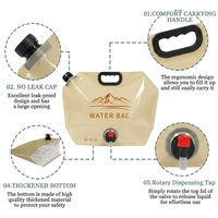 Sac de douche solaire 10L pour le camping, sac de chauffage d'eau portable pour l'extérieur avec pomme de douche et poignée