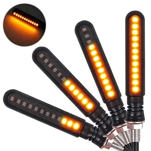 Autodragons אופנועים 12-LED הפעל אות מחוון DRL זנב אור סדרתית זורם צהוב הפעל אות מנורות אוניברסלי מנועים