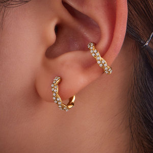 Pendientes de Moda de Acero Inoxidable 316L, Chapados en Oro de 14k y 18k, con Circonitas Finas, Pendientes de Clip para Mujer, Sin Perforación - Product Image 4