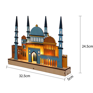 Decorazione in Legno Ramadan Eid Mubarak, Ornamento Islamico Luna e Stella, Decorazione Casa, Regalo per il Ramadan - Product Image 4