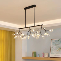 Nordischer Romantischer Glühwürmchen-LED-Kronleuchter Moderne Acryl Schwarz-Gold Mittellange Hängelampe Wohnzimmer Schlafzimmer Heim-Dekor Hochzeit