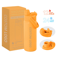 Bouteille d'eau personnalisée réutilisable isotherme 1000 ml 32 oz, gourde à double paroi sous vide en acier inoxydable avec paille