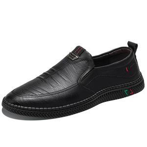Mocasines de Cuero para Hombre, con Punta Descubierta, Antideslizantes, con Suela de Goma, Color Sólido, Decoración con Logotipo en Relieve, Zapatos Casuales de Negocios - Product Image 5