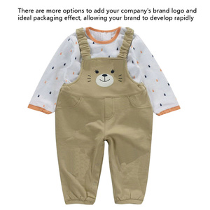 Setelan pakaian bayi perempuan, setelan 2 potong celana tali modis katun organik kustom - Product Image 3