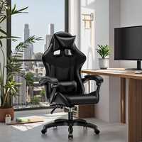 Fauteuil de gaming exécutif en cuir avec base chromée, accoudoirs réglables, vérin à gaz 3 positions, coussin en mousse à mémoire de forme et fonction pivotante