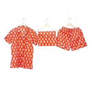 Conjunto de Pijama Corto para Mujer, 100% Algodón Indio, Primavera/Verano, Transpirable, Ligero, de Lujo, con Logotipo Frontal, Secado Rápido, Color Personalizado - Product Image 1