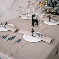 Nappe de Noël rectangulaire 60x126'' en tissu tissé floral, résistante aux taches, pour dîner de récolte, de vacances ou d'automne
