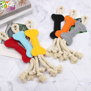 Venta al por mayor fieltro perro mordedura juguete mascota masticar hueso juguetes fieltro tela colorida duradera perro cuerda Juguetes - Product Image 6