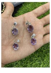 Nouveau pendentif en améthyste à la vente, forme ovale, pierre précieuse véritable, taillée et facettée, bohème, été, collier de plage - Product Image 3