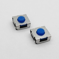 Interruptor Táctil Impermeable IP67, 6.2x6.2x3.1/6x6, Patas en Forma de U, 1NO1NC, 12V 0.05A, Botón de Silicona para PCB, RoHS