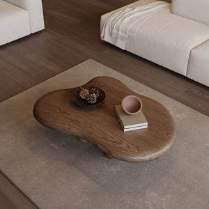 Tavolino da Caffè Moderno Artistico con Piano <span class=keywords><strong>Opaco</strong></span> Bianco Crema a Forma di Nuvola Organica e Gambe Cilindriche Nere per la Casa - Product Image 6