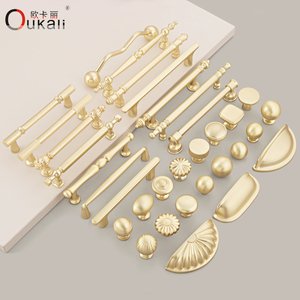 Oukali New Release Modern French Furniture Cabinet <strong>Handle</strong> <strong>Kitchen</strong> Drawer <strong>Brushed</strong> <strong>Copper</strong> Zinc Pull <strong>Handles</strong> - Product Image 2