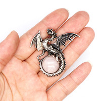 Pierre naturelle oeil de tigre obsidienne dragon gros pendentif collier mode vintage pierres précieuses bijoux animal ancien pendentif
