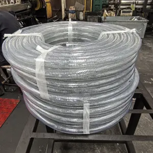 1.2 Inch High Pressure Transparent PVC Food Grade Flexible Steel Wire Hose For Water Fluid Dust Mine