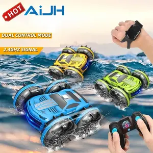 AiJH 4WD Radio Control Toys 360 Rolling Stunt High Speed Amphibious Vehicle Dual Remote Controls RC Car