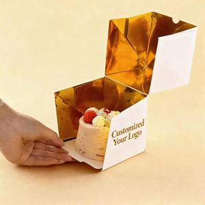Caja <span class=keywords><strong>de</strong></span> papel dorado para pastel <span class=keywords><strong>de</strong></span> regalo <span class=keywords><strong>de</strong></span> lujo, estampado <span class=keywords><strong>de</strong></span> papel <span class=keywords><strong>de</strong></span> aluminio personalizado impreso, tablero <span class=keywords><strong>de</strong></span> papel <span class=keywords><strong>de</strong></span> 10x10x10cm para pastel <span class=keywords><strong>de</strong></span> boda, panadería, Hotel y banquete - Product Image 3