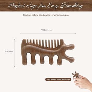 Oferta Especial: Peine Masajeador de Cuero Cabelludo <span class=keywords><strong>4</strong></span> en 1 de Sándalo Gua Sha, Herramienta Manual para Masaje de Cabeza para el Crecimiento del Cabello - Product Image 2