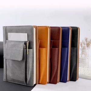 Protège-cahier portable A5 en cuir PU imperméable avec pochette pour stylo et pages intérieures réutilisables - Product Image 4