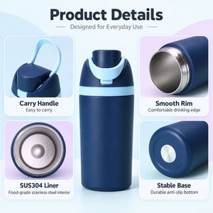 Gourde isotherme pour enfants de 12 oz sans BPA, en acier inoxydable, portable pour l'école et les voyages - Product Image 3