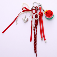 Porte-clés RW en forme de fruits, tissé à la main (pastèque, orange, kiwi), support de clés de voiture, pendentif créatif en laine crochetée, porte-clés