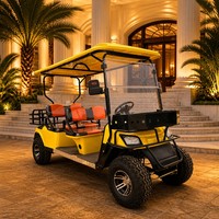 Voiturette de golf électrique 4 places pour hôtel-resort avec batterie autonomie 90 km, chargeur intelligent, vente en gros et couleurs personnalisées disponibles