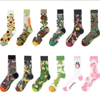 WUYANG FACTORY Floral Verre Maille Soie Version Chaussettes Femmes Fruits Motif Cristal Moyen Tube Chaussettes D'été