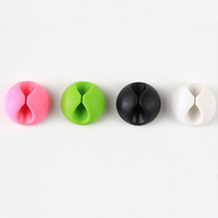 Attaches-câbles en silicone noir autocollants (12 pièces) pour chevet, bureau, souris et chargeur
