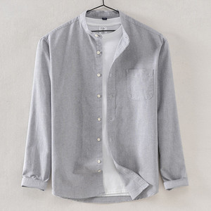 Leinen Kleidung für Männer mit Stehkragen Langarm Designer Stehkragen <span class=keywords><strong>Shirts</strong></span> - Product Image 4