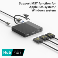 Hub USB-C 5 en 1 de Aleación de Aluminio 8K con Estación de Acoplamiento, Doble HDTV y DP MST Multi-Pantalla, Carga PD de 100W, Adaptador USB 3.0 en Stock