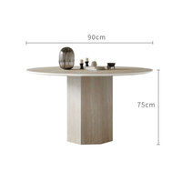 HZX Table de salle à manger en pierre naturelle de haute qualité, ovale, base cannelée, marbre Table de salle à manger en pierre de travertin beige