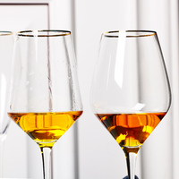 Verre à vin rouge en cristal personnalisé à pied pour champagne, coupe à pied, bord doré, décoration de mariage, verres fins