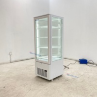 Réfrigérateur vertical à gâteaux commercial Byron, prix d'usine, vitrine à quatre côtés en verre avec éclairage LED, promotion