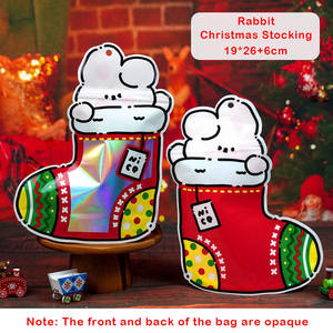 Sacs refermables en forme de chaussette de Noël personnalisés, sacs en plastique réutilisables pour emballer des biscuits, des bonbons, des friandises, des cadeaux alimentaires - Product Image 2