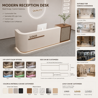 Bureau de réception octogonal moderne personnalisé en MDF laqué avec panneau en bois lamellé pour usage commercial hôtelier et de bureau