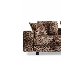 Nuevo diseño moderno sofá de sala de estar italiano ligero de lujo estampado de leopardo sofá de tres plazas