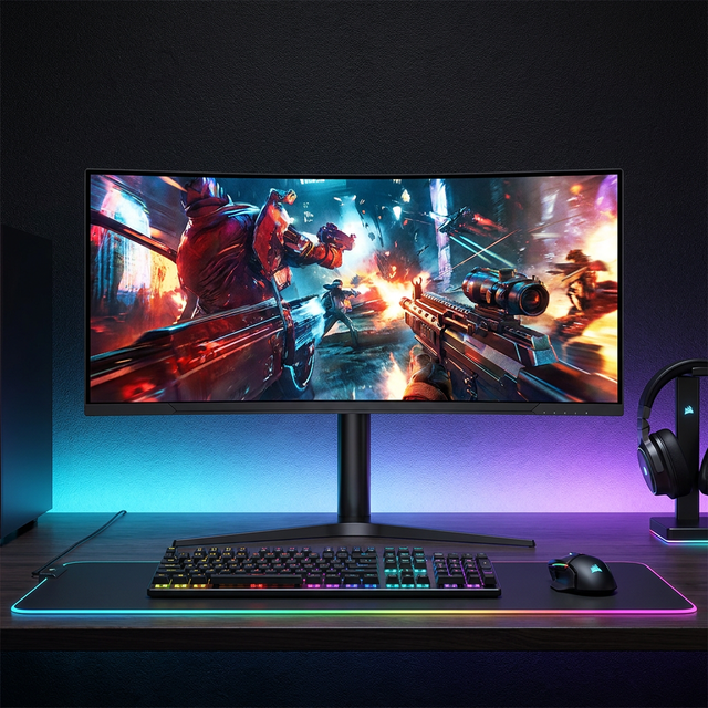 34inch Curved Gaming Monitor 4K Ultra-Fast 144Hz Refresh Rate 5ms Response Time 16:9 Aspect Ratio 300cd/m2 Brightness