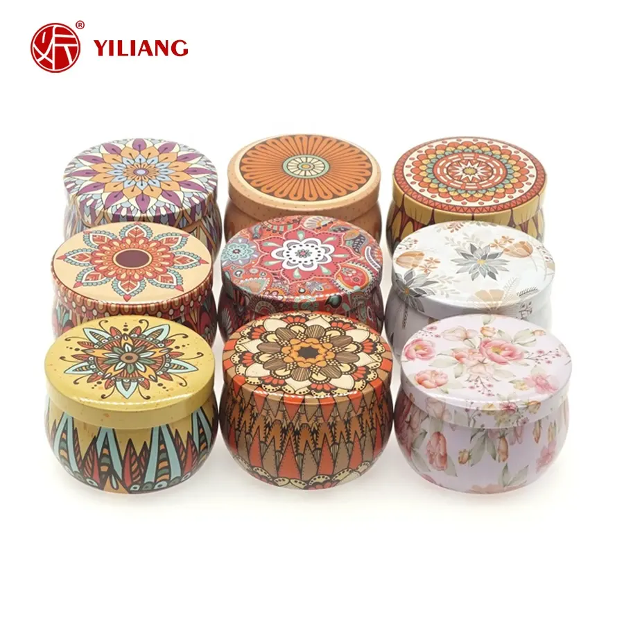 Factory wholesale custom metal tin box Metal tin candle containers Round metal tea candle tins with lid gift box tinplate jar