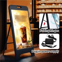 Support d'affichage pliable avec éclairage LED rechargeable/à brancher, panneau ABS, pour commerces, restaurants, bars