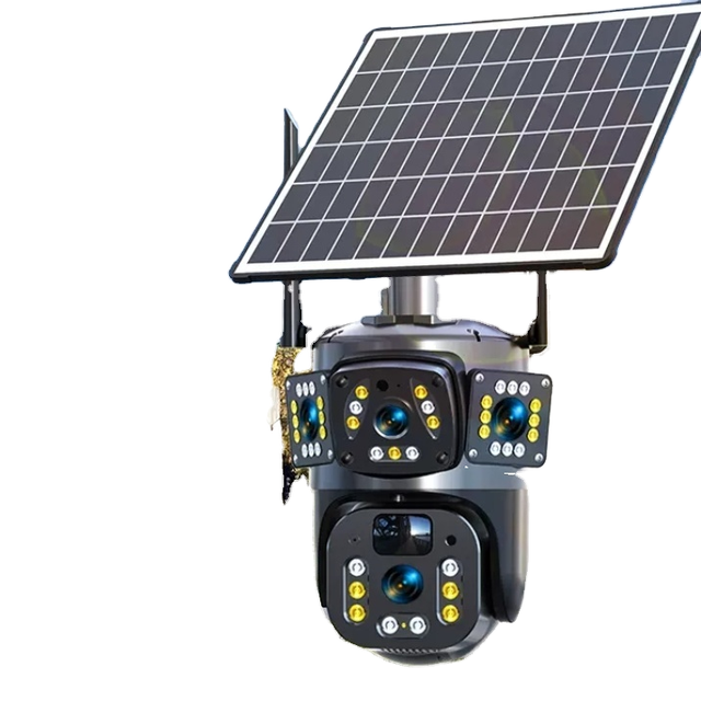 LEVOFAST V380pro 4MP Black Color 4G SIM Card Solar Powered Security Camera Wifi Dual Lens Battery Powered CCTV Network Camera