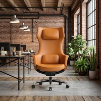 Chaise de bureau de direction ergonomique de luxe de grande taille en cuir écologique, chaise de patron robuste, chaise de manager