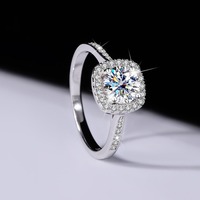 Bague Moissanite Halo en Gros, Argent Sterling 925 Plaqué Or 18K, Certifiée GRA, pour Femme, Fiançailles, Mariage, Demande en Mariage