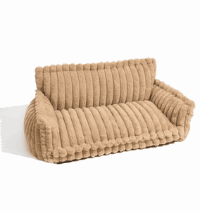 Venta al por mayor de fábrica cama para perros de lujo a la moda a rayas alfombra para mascotas imitación de lana de cordero ortopédico perro sofá cama suave felpa perro gato cojín cama - Product Image 5